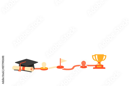 Graduation path to success with a trophy