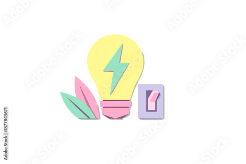 Illustration of a glowing light bulb with a lightning bolt symbol
