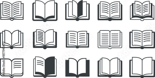 Book icons collection educational resources learning materials