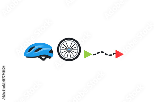 Bicycle helmet, wheel, and progress indicators