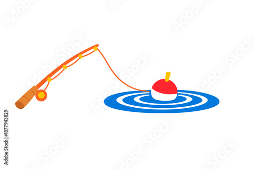 Glowing Fishing Rod and Bobber Over Water