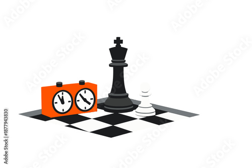 Chess game with timer, king, and pawn