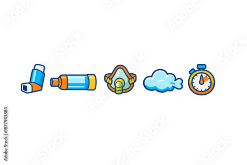Asthma and breathing related icons, medical concept