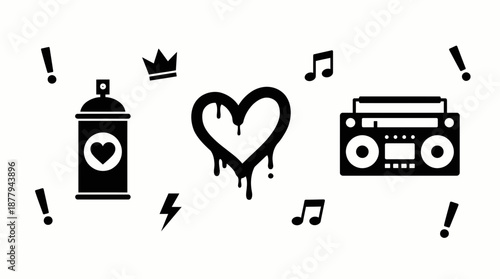 Urban graffiti street art elements vector illustration