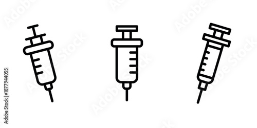 syringe outline or line icon design bundle.