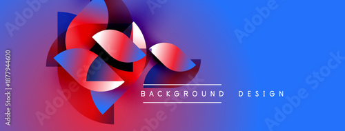 Abstract vibrant design. Red, blue hues blend creating dynamic visual effect. Modern background suitable for banners, presentations.