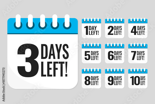 Countdown daily page calendar icon - 3 days left