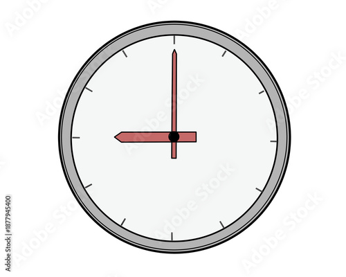 アナログ時計9時を示しているイラスト