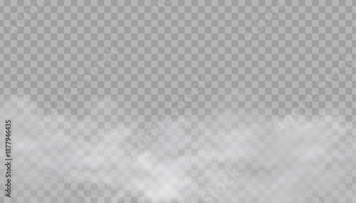 Fog or smoke cloud isolated on a transparent background. White clouds, haze, smog, dust, smoke, steam, displayed on a transparent PNG background.