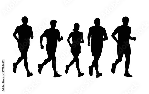 Diverse group of people staying active and fit with a healthy run or jog