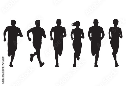 Diverse group of runners in silhouette capturing the essence of sport and fitness