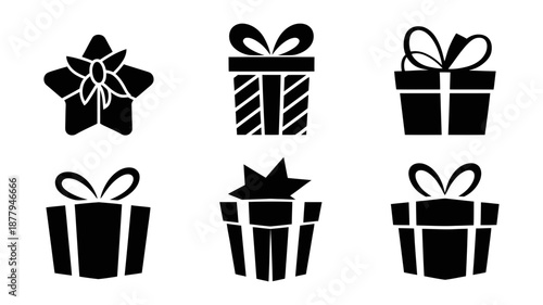 A collection of festive gift box silhouettes perfect for celebrating special occasions