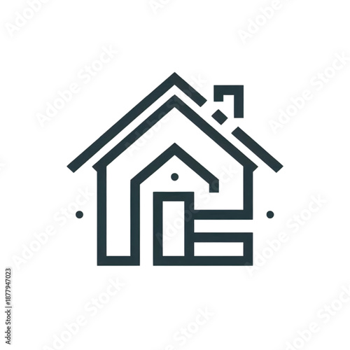 Modern minimalist house icon symbolizing homeownership and real estate