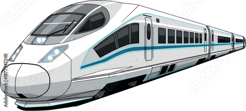 Modern High-Speed Train Bullet Train White Railway Vehicle.