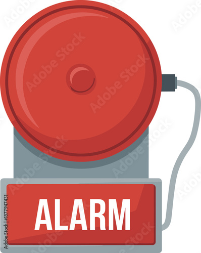 Red alarm siren illustration, emergency alert system icon, security warning device, fire safety concept, loud signal, danger notification, graphic design