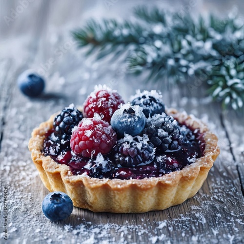 A frost-covered berry tart, inspired by winter’s first snowfall