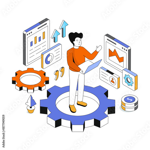 Editable design illustration of data analyst 