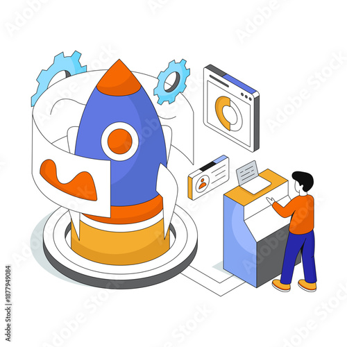 Trendy design illustration of startup development 