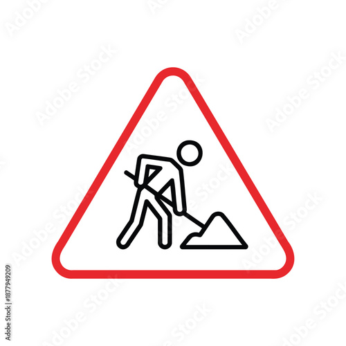 Road Construction Warning Sign with Worker Symbol