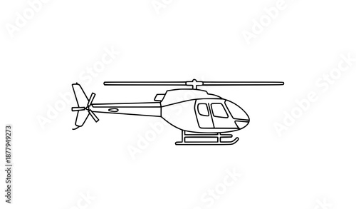 Helicopter line art vector illustration in icon style for aviation and transport designs