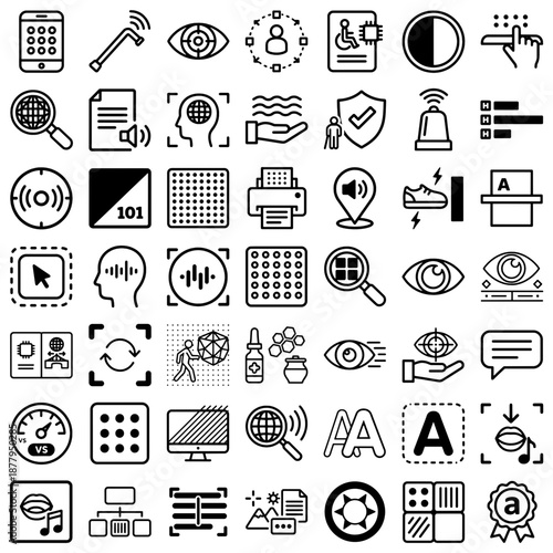 Visual Impairment Accessibility Technology Rounded Style B Vector Icons