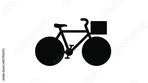 Black silhouette icon representing a bicycle with a small cargo box attached to the handlebars