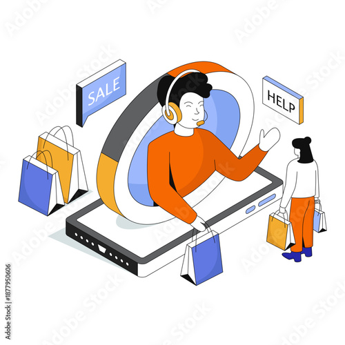 Modern design illustration of shopping customer service 