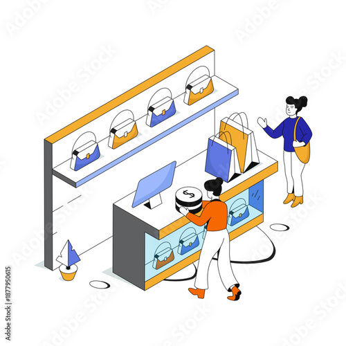 Modern design illustration of checkout counter