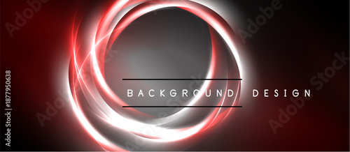 Abstract red glowing circles over dark background. Modern design element, suitable for banners, presentations. Simple, elegant composition.