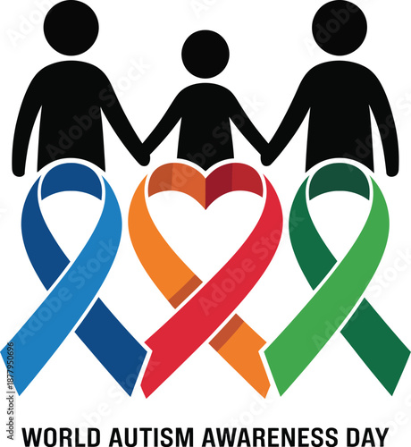 Autism awareness puzzle pieces on white background