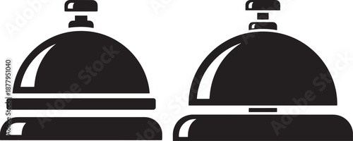 Reception Service Bell Silhouette Illustration, Hotel Desk Call Bell Icon for Concierge and Customer Service, Hospitality and Business Communication Vector