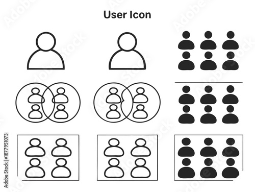 User Icon Variations Showing Single and Grouped People person avatar