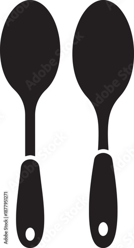 Kitchen Spoon Silhouette Illustration, Stainless Steel Cutlery Icon for Dining and Cooking, Minimalist Tableware Vector for Restaurant and Food Blog Design