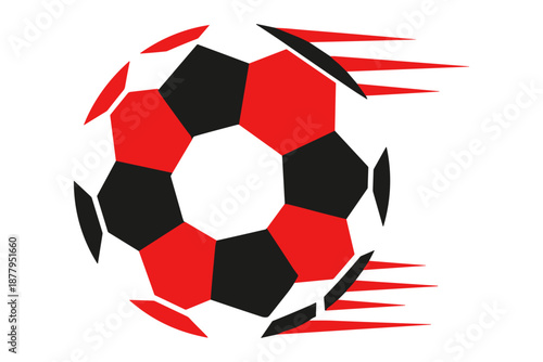 Dynamic Red and Black Soccer Ball Illustration Capturing the Thrill of the Game