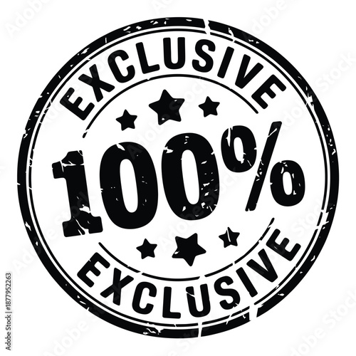 Exclusive stamp with one hundred percent text and star symbols shown