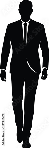 Silhouette of a businessman standing in a suit vector illustration