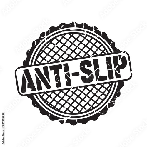 anti slip rubber textured surface with warning sign