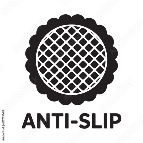 anti slip symbol with grid pattern and scalloped edge