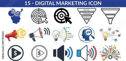 Digital marketing icons collection