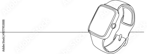 continuous single line drawing of a smartwatch, line art vector illustration