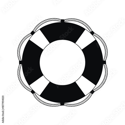A simple black and white illustration of a circular life preserver ring