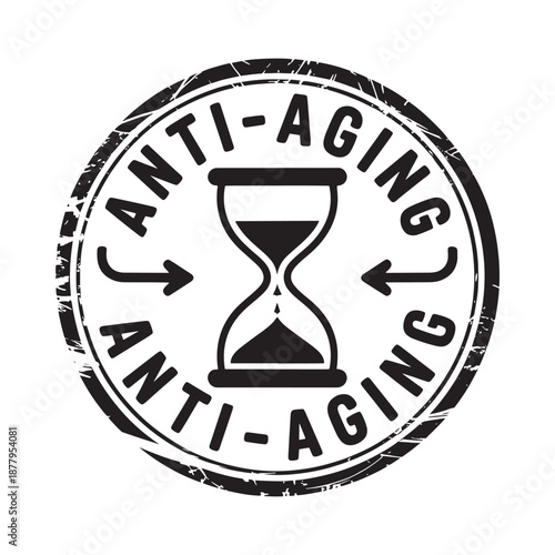 anti aging concept with hourglass and arrows in a circle