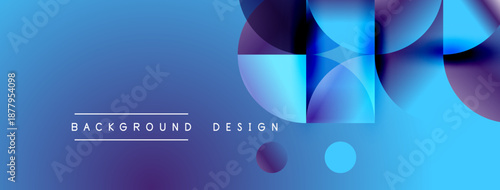 Abstract blue gradient background. Overlapping circles create dynamic visual effect. Text reads background design. Modern, clean aesthetic.