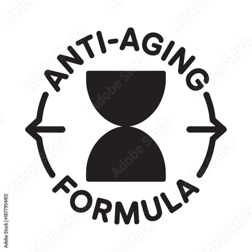 Anti aging formula logo with hourglass symbol