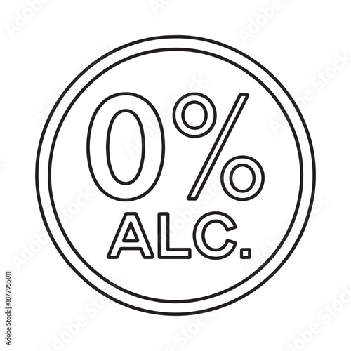 a black and white graphic of a circle with 0 alc text