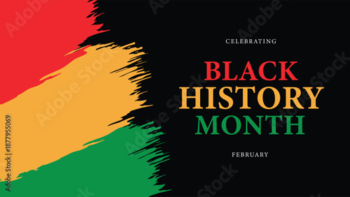 Black history month vector banner illustration for social media, card, poster on black background.