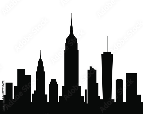 New York city skyline silhouette background illustration of modern city architecture in downtown Manhattan financial district travel destination for tourism and business real estate urban development