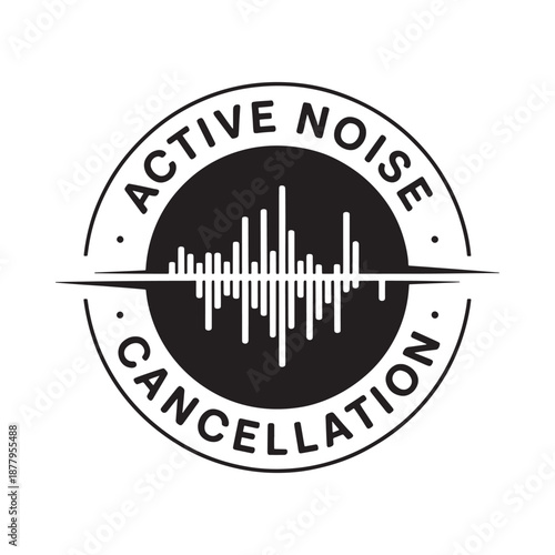 active noise cancellation technology logo with sound wave