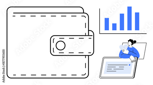 Digital wallet. of a digital wallet with data visualization, online transactions, and financial growth. Digital wallet enhancing secure payments and modern financial management. Applicable