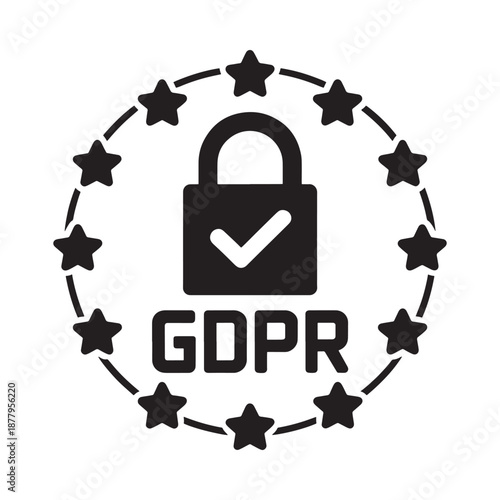 gdpr compliance logo with padlock and stars